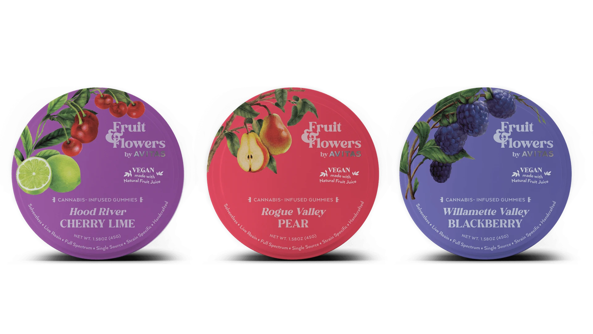 Selected tin family / Hood River Cherry Lime, Rogue Valley Pear & Willamette Valley Blackberry