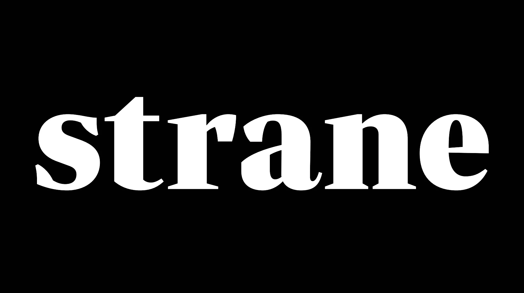 Legacy Strane wordmark in white on black
